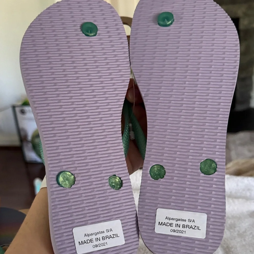 Havaianas Sunset Palm Flip Flops with Green Straps Quiet Lilac - Picture 2 of 2